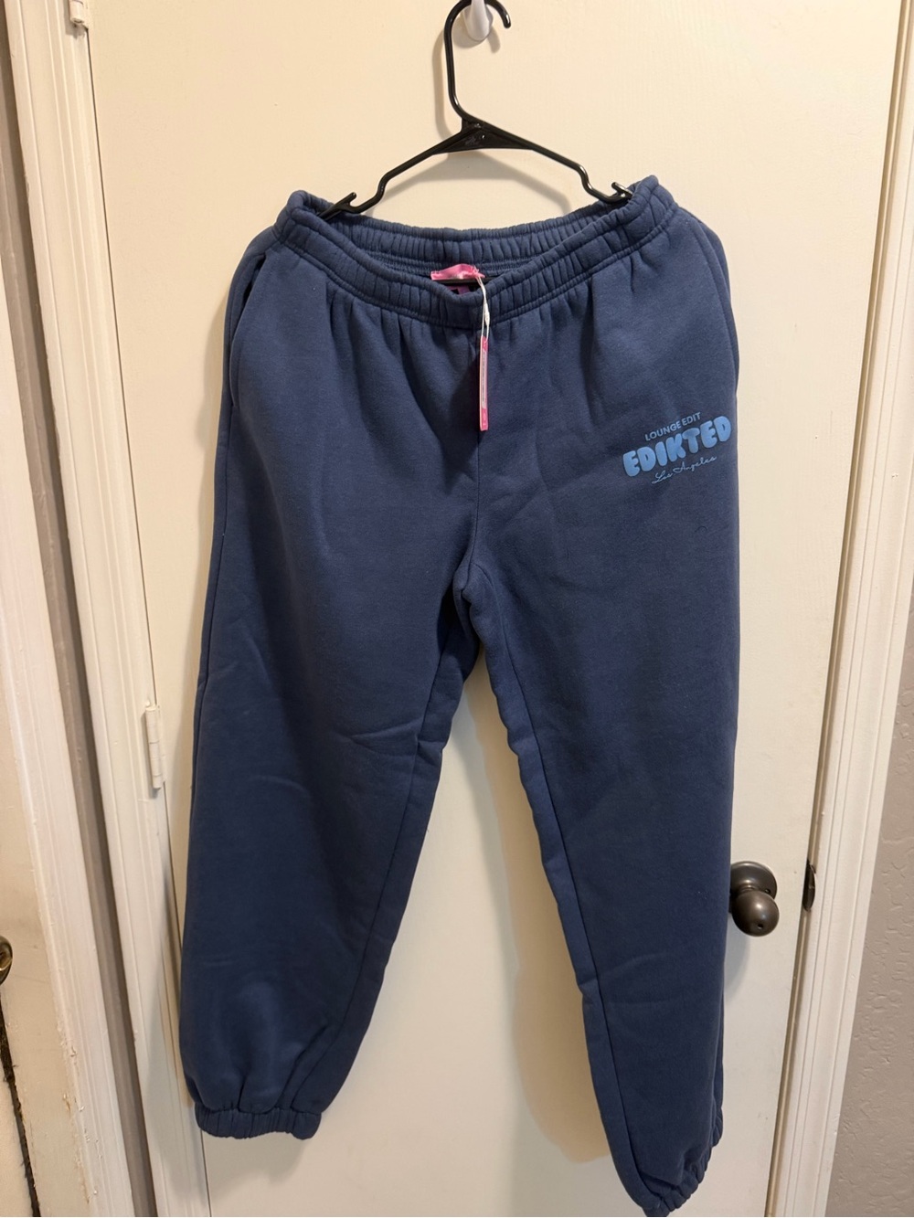 Edikted Navy Blue womens sweatpants joggers Bottoms